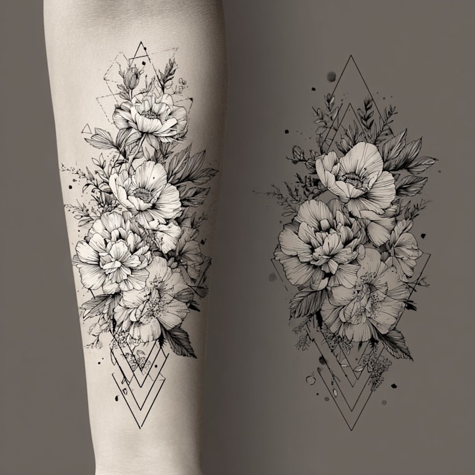 create sleeve tattoo design in geometric style