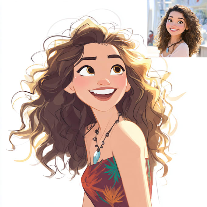 do a cute disney cartoon portrait