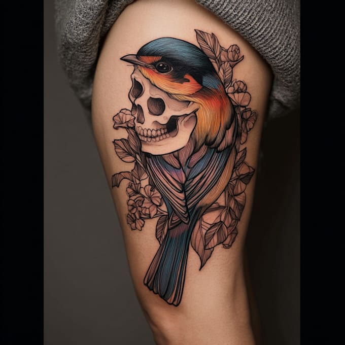 create colorful custom tattoo design, tattoo sleeve