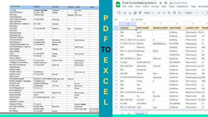 do PDF to excel, word, data entry and copy paste