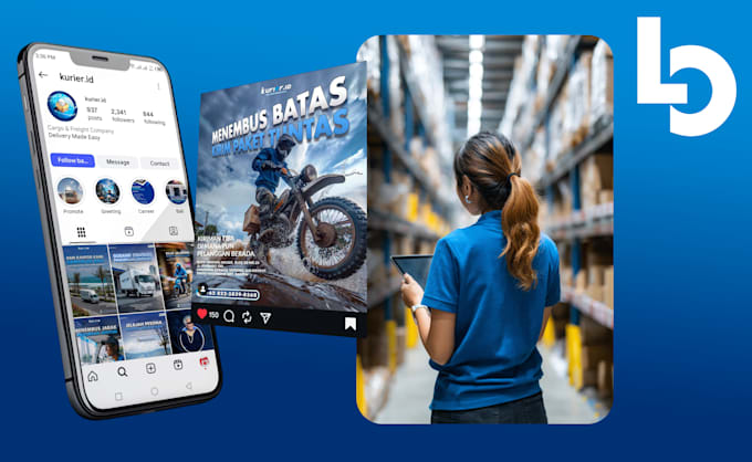 create social media feed design for logistics themes