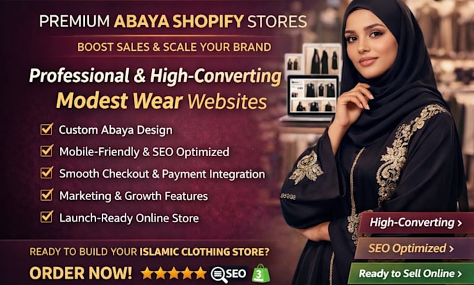 design islamic clothing website, abaya shopify store, hijab store