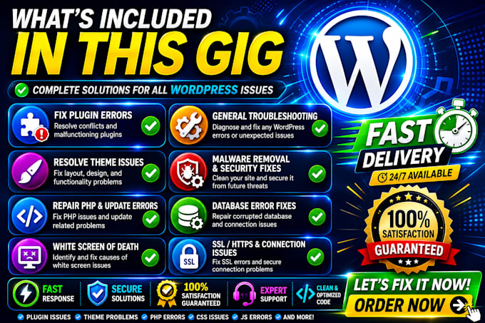 fix any wordpress error or issue fast