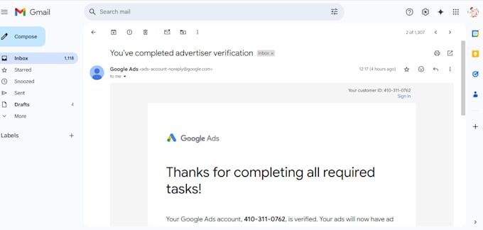 google ads account advertiser verification
