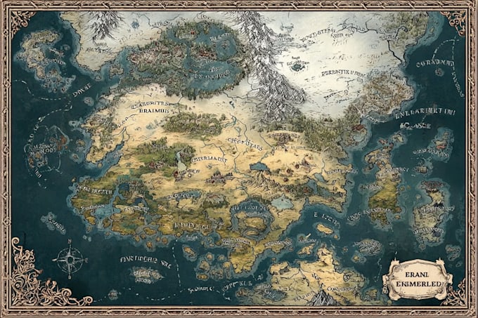 make your dream fantasy map for game, book, rpg campaign, boardgame