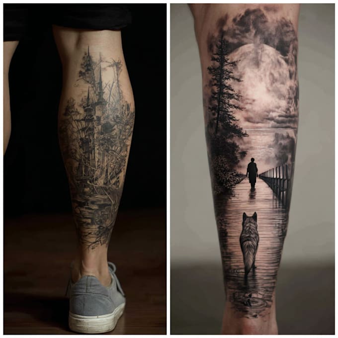 create a tattoo design for leg sleeve