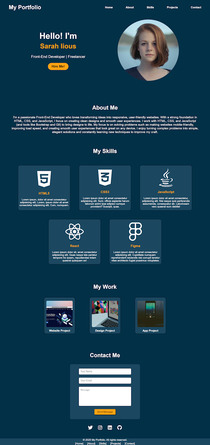 create responsive personal portfolio using HTML and CSS