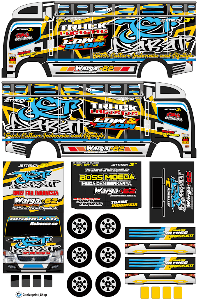 selling miniature sticker truck designs