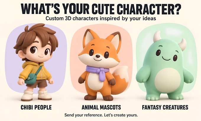 do cute 3d character modeling mascots and chibi figures for printing
