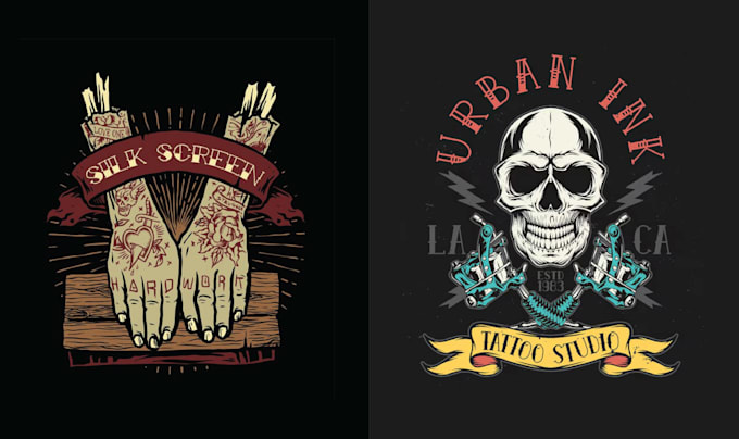 make custom skull and tattoo logo illustration