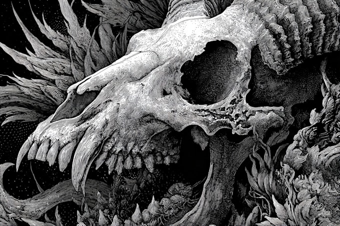 draw dark art illustration with engraving style
