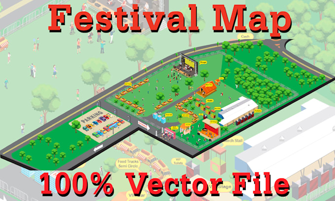 draw 2d flat map or 3d isometric map in vector for any event