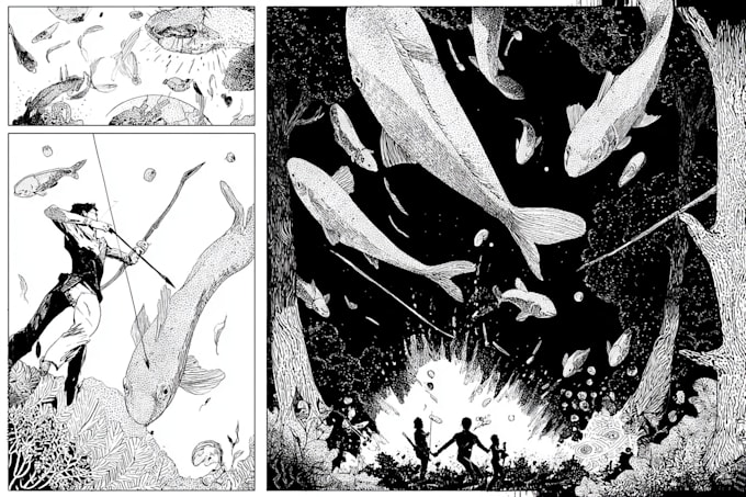 draw simple black and white illustration