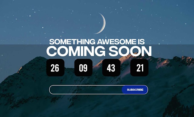 create coming soon page with countdown and  email signup