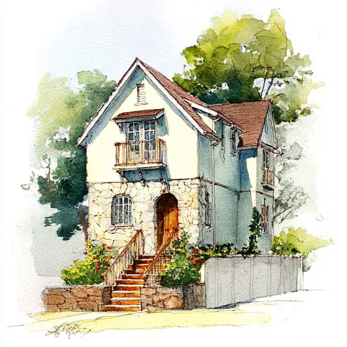 paint watercolor house portrait