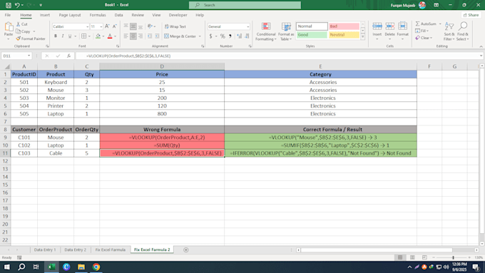 fix excel and google sheet formulas and errors