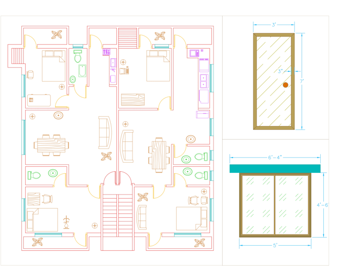 draft and redraw precise 2d architectural floor plans
