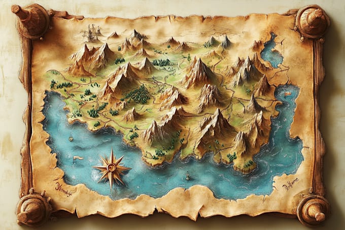 draw a fantasy map illustration