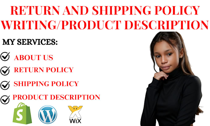 write return and shipping policy writing about us product description writing