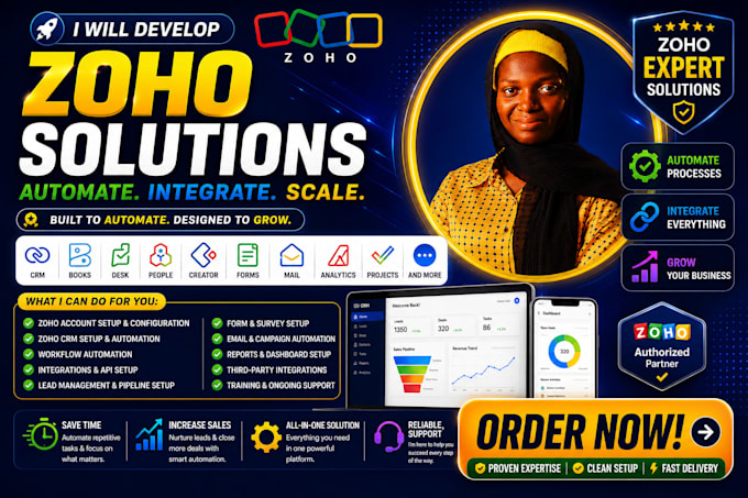 setup zoho CRM books people creator desk form site HR payroll zapier integration