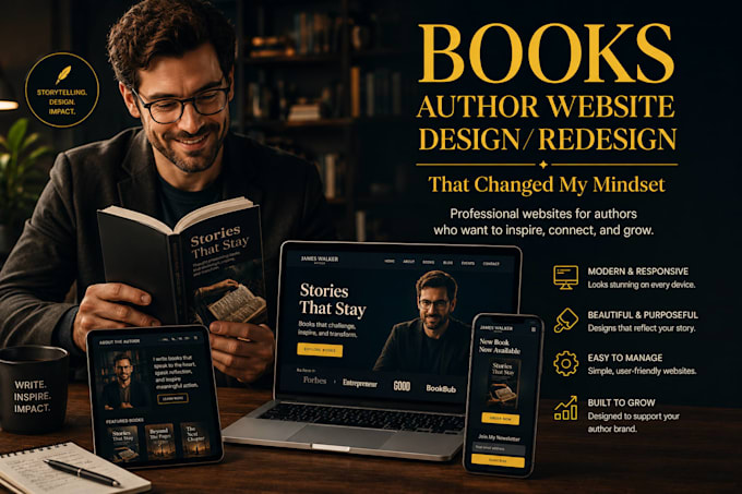 design author website, book author website, ebook website, ebook landing page
