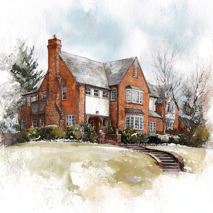 paint watercolor house portrait