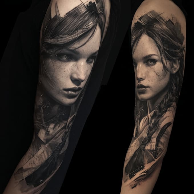 create custom realistic tattoo design, tattoo sleeve