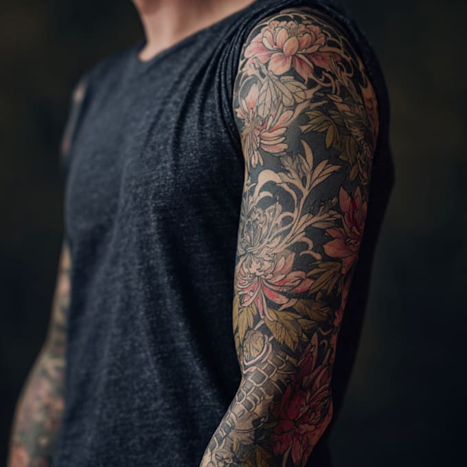 create sleeve tattoo design in geometric style