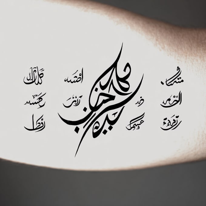 design unique handdrawn persian arabic calligraphy tattoo