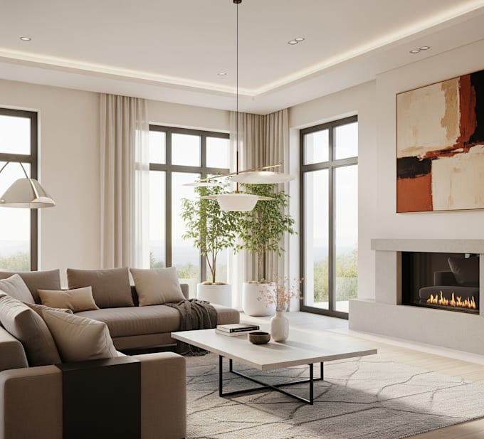 design luxury interior spaces with modern style and 3d views