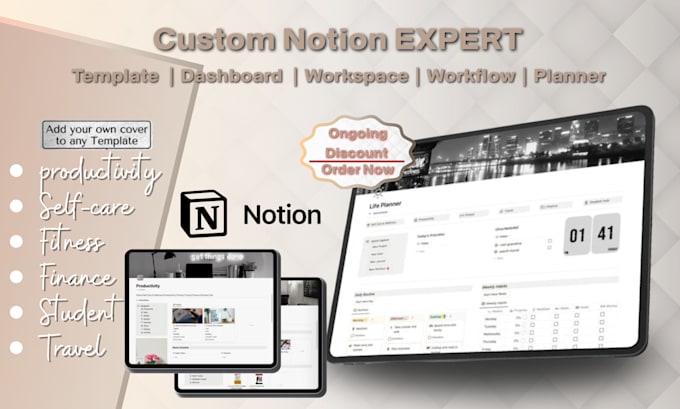 custom notion template notion dashboard workspace expert notion workflow planner