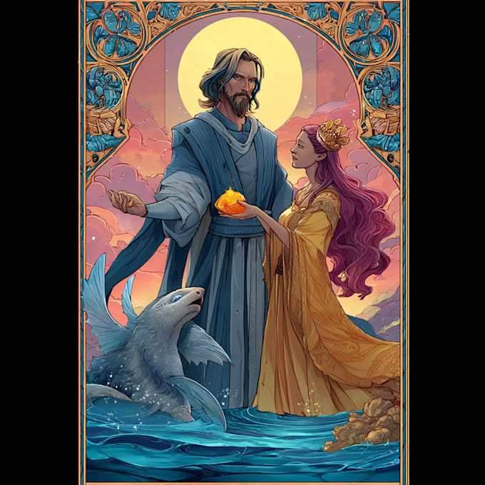 create fantasy tarot card illustration