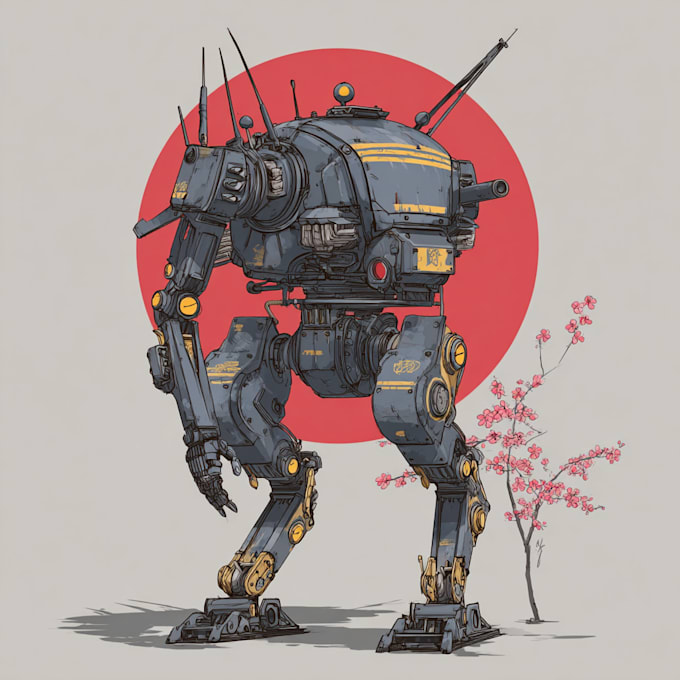 make a unique style mecha robot art for you
