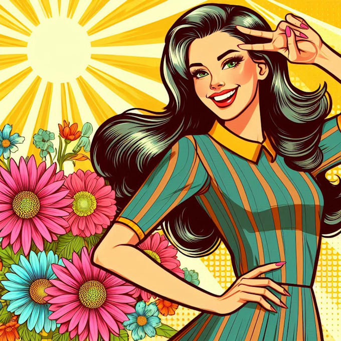 draw your pin up girl in a retro style or comic pinup