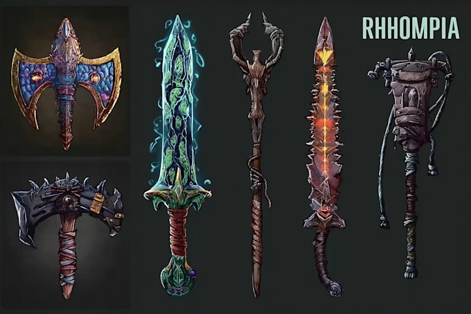 design creative concept art of weapons and items