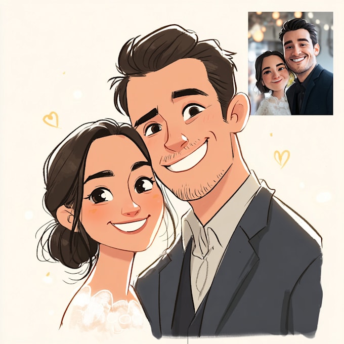 make an minimalist portrait cartoon for you, couples