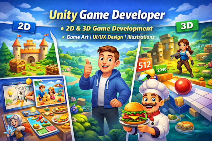 create a unity 2d or unity 3d game as a professional unity developer