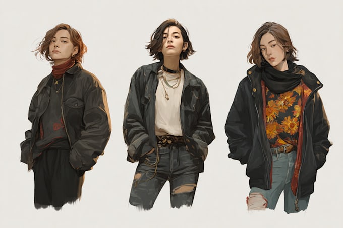 paint character illustrations in semi realistic art style