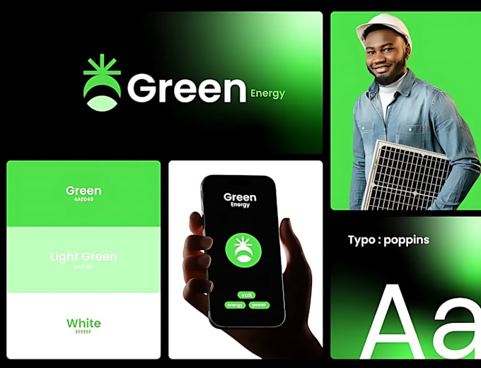 design modern electrical solar panel, energy and power logo