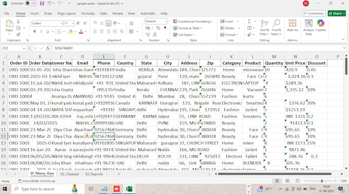 clean messy excel or google sheets data and deliver neat organized sheets