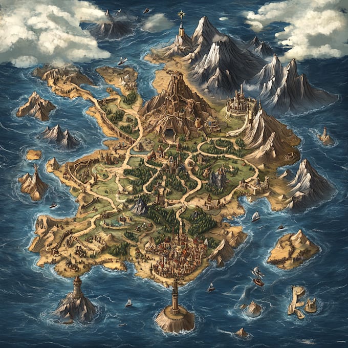 Draw fantasy map illustration fantasy city map by Kayparkst | Fiverr