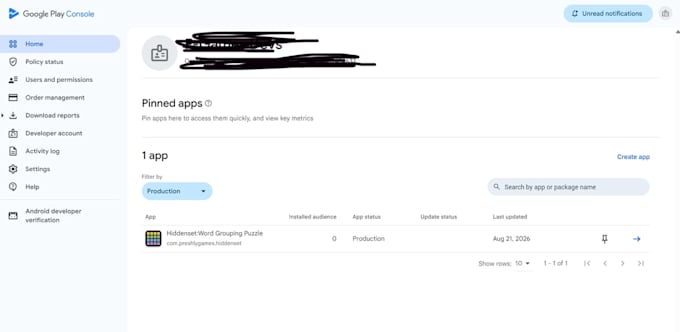 create and verify a google play console organization account