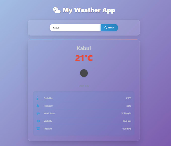 build a responsive weather app using HTML, CSS, bootstrap and js