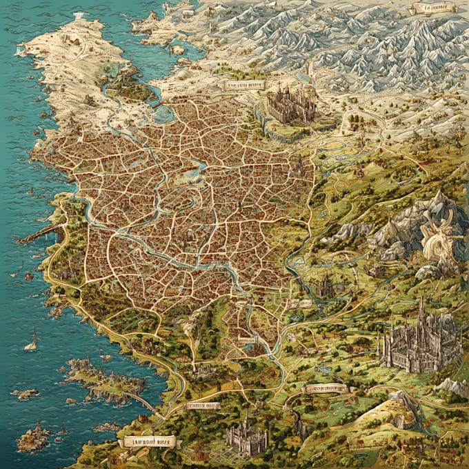 design fantasy map illustration fantasy city map