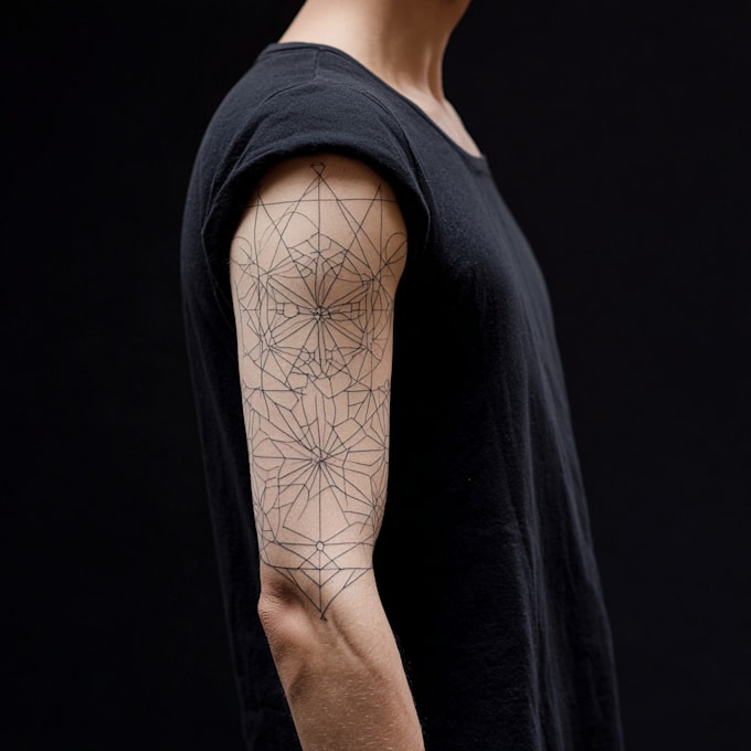 make tattoo design linework, geometrical sleeve tattoo
