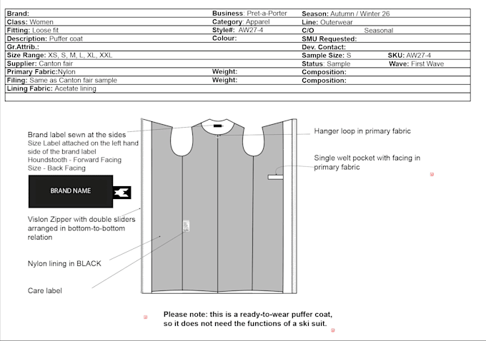 develop your fashion and handbag tech packs