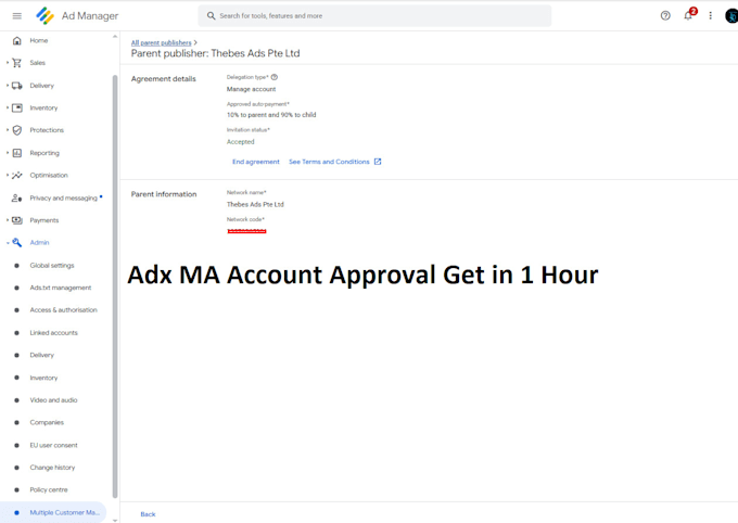 google admanager adx ma approval with multiple companies