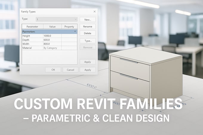 model custom revit families, parametric furniture, windows, doors and wardrobe