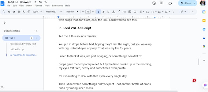 create facebook ad scripts for video ads