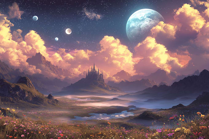 paint professional landscape concept art in painterly style